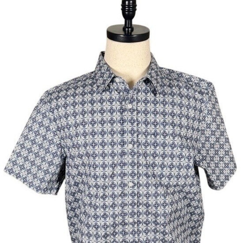 Gibson Trading Company Mens Large Blue Geometric Medallion Short Sleeve Shirt